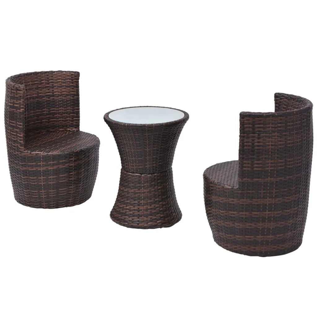 Set da Bistrot 3 pz con Cuscini in Polyrattan Marrone cod mxl 39923