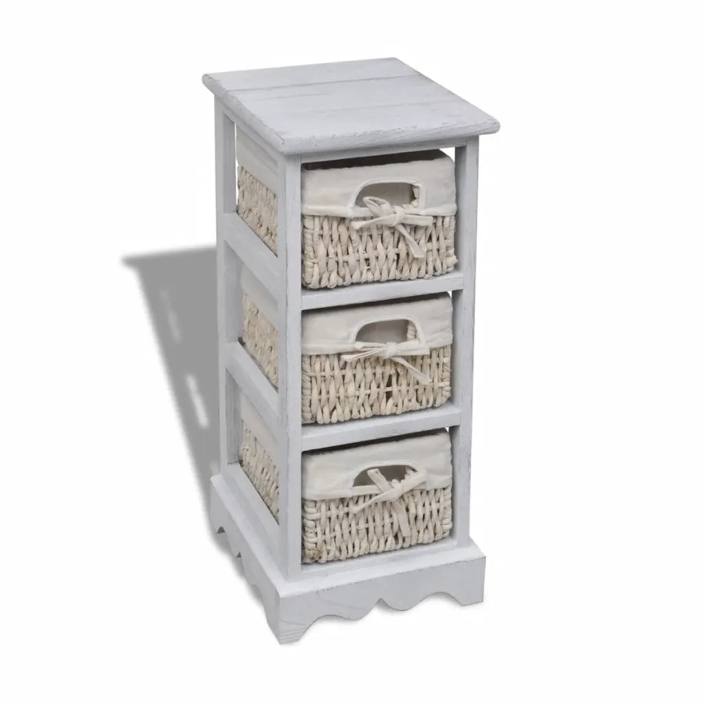240796 Wooden Storage Rack 3 Weaving Baskets White  cod mxl 62485