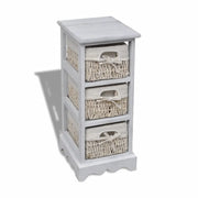 240796 Wooden Storage Rack 3 Weaving Baskets White  cod mxl 62485