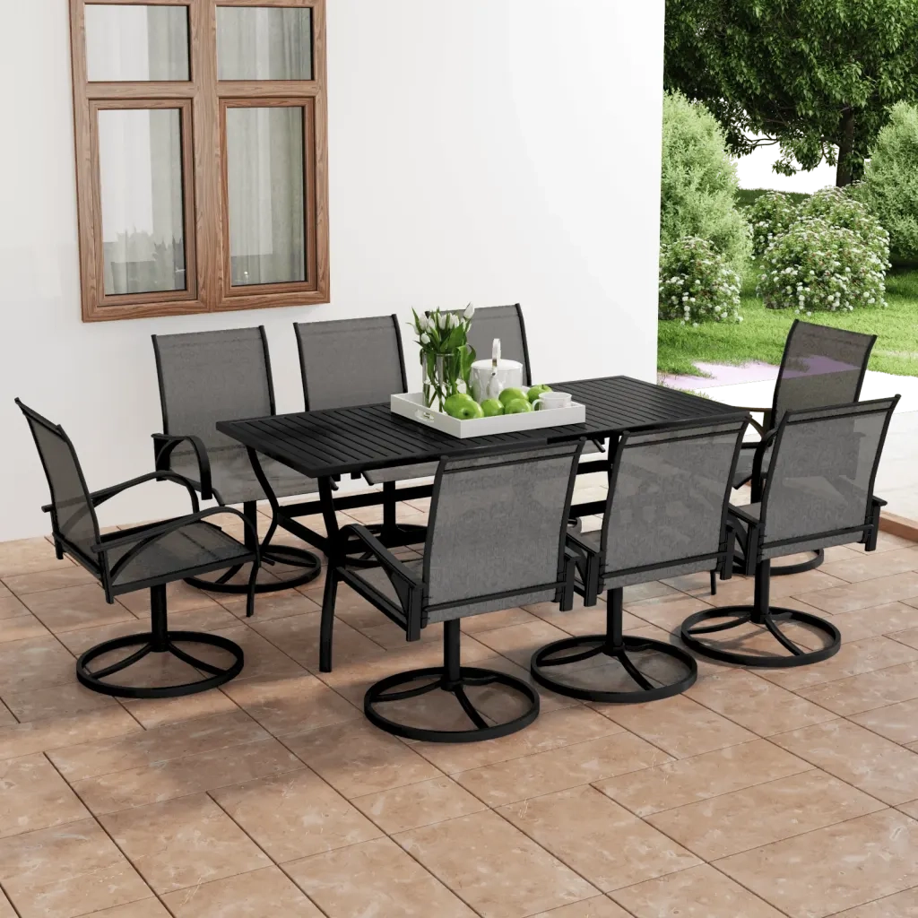 Set da Pranzo da Giardino 9 pz in Textilene e Acciaio cod mxl 35737