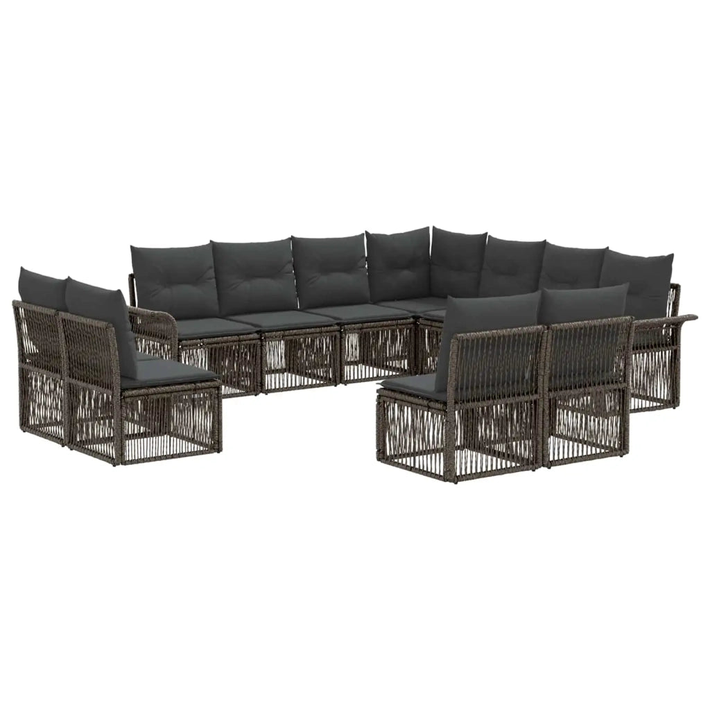 Set Divano da Giardino 11 pcs Grigio polyrattan 3434864