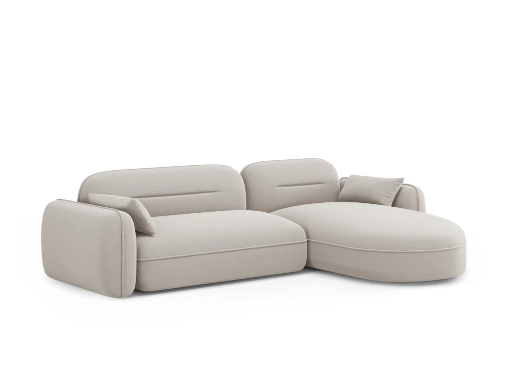 Cosmopolitan Design - Divano angolare modulare destro "Sydney" 4 posti in velluto beige chiaro 