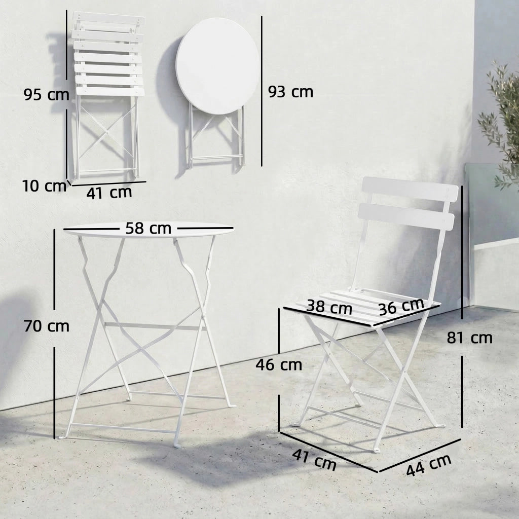 Set Sedie e Tavolo da Giardino Pieghevole ¨C zephmum ¨C 2 Pezzi, Bianco