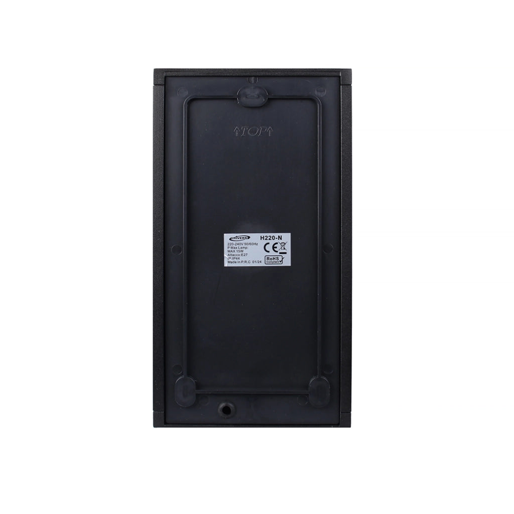 LAMPADA DA PARETE IP44 PER INTERNI ED ESTERNO IN ALLUMINIO NERO CON ATTACCO E27 - IDEALE PER GIARDINI INGRESSI E VERANDE