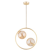 Lampada a sospensione Adino oro anello 2 luci E14 Alfa