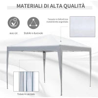 Gazebo Pieghevole con Corde e Picchetti da Giardino Tessuto Oxford 2.95x2.95M Bianco