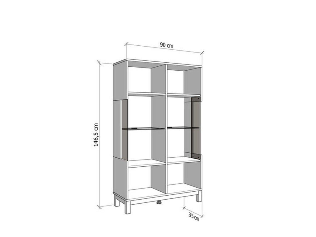 Mobile Espositore Talla, Vetrina 6 Ripiani, 90x35x146.5h cm Beige