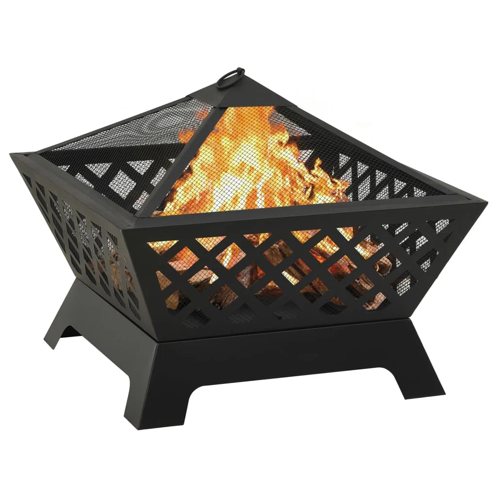 Braciere con attizzatoio 64 cm XXL acciaio nero 02_0005958