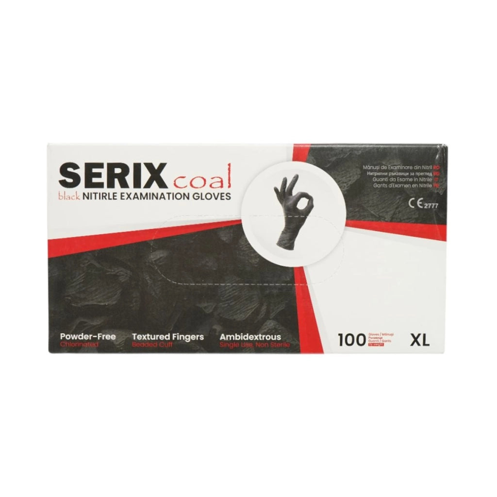 Guanti in nitrile neri senza polvere con texture antiscivolo sulle dita, taglia XL 100 pezzi/scatola