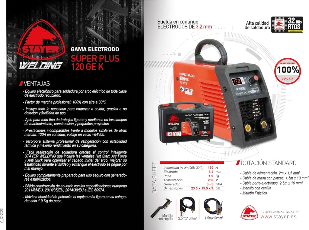 Equipo de soldadura inverter, SUPER PLUS 120 GEK
