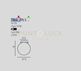 PLAFONIERA CROMO 1 LUCE VETRO RAME 1184CR-PL1-RA