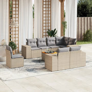 Set Divano da Giardino 9 pz con Cuscini Beige in Polyrattancod mxl 90579