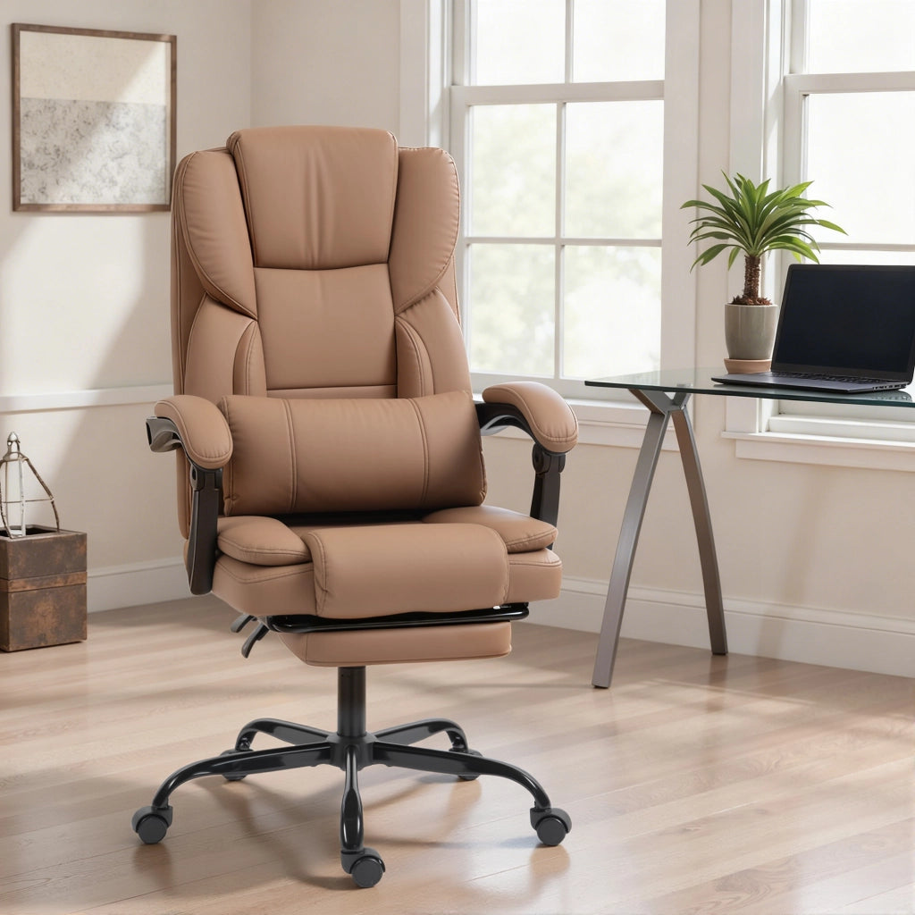 Sedia da ufficio ergonomica ¨C zephmum ¨C marrone 65x67x111-119cm