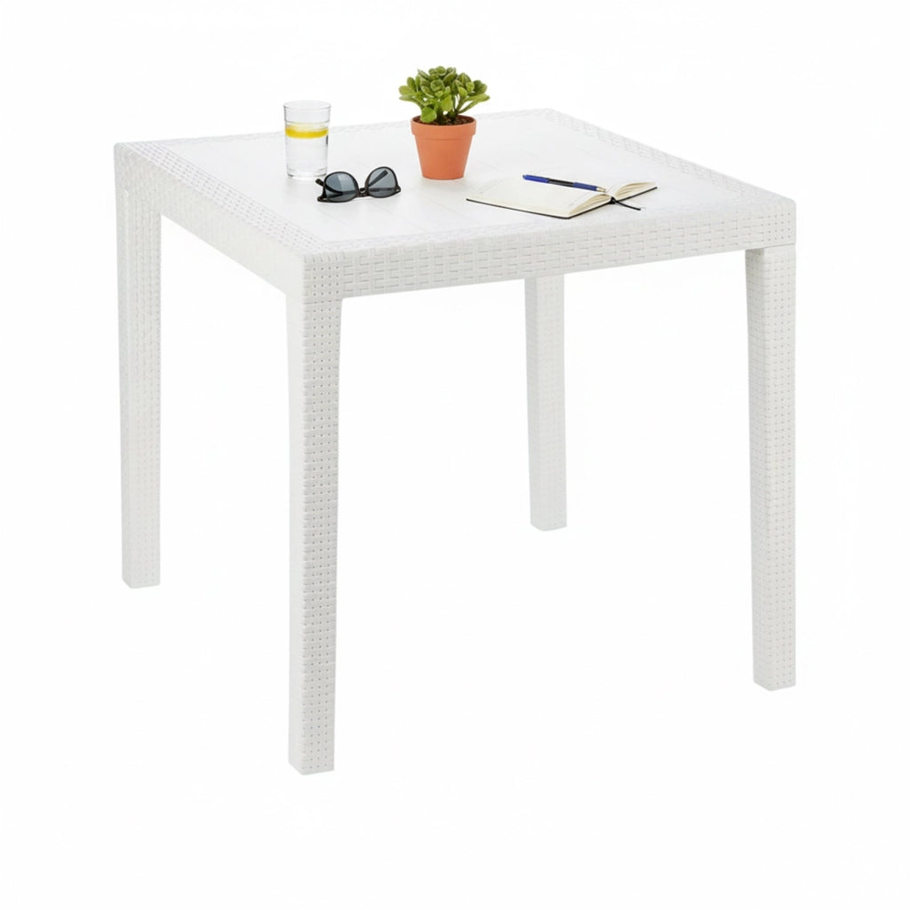 Angelico, Tavolo da Esterno 4 Posti Made in Italy, 79x79x72h cm Bianco