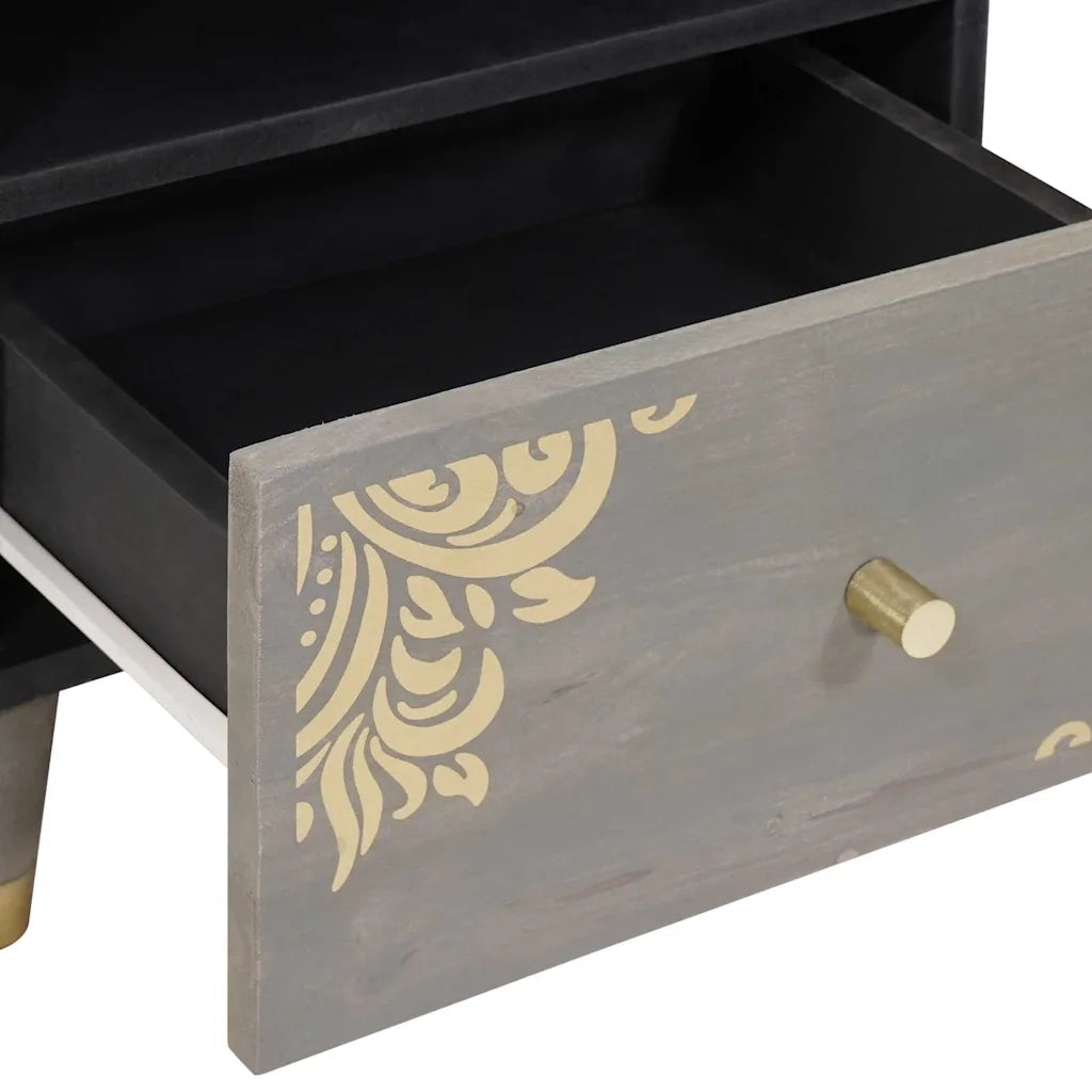 vidaXL Armadio da Notte Grigio 40 x 33 x 46 cm legno massello di mango
