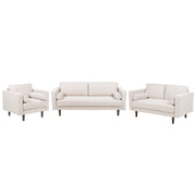 Set di divani retrò a 6 posti imbottiti in tessuto beige con schienale imbottito e spesso stile retrò soggiorno