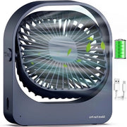 Ventilatore da Tavolo Rinnovabile - USB Piccolo Ventilatore con Flusso d'Aria Intenso - Funzionamento Silenzioso - 3 Velocità - Casa, Ufficio, Viaggio - Blu Scuro
