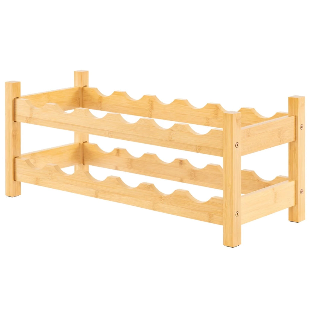 Portabottiglie set da 1 24 x 60,5 x 25 cm 12 bottiglie design inclinato ambiente chic bambù naturale 20_0011051