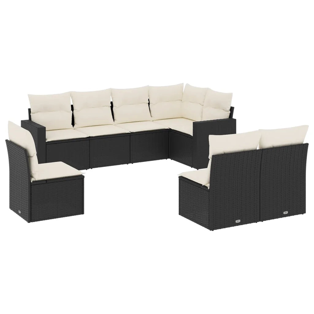 Set Divani da Giardino con Cuscini 8 pz Nero in Polyrattan 3219056