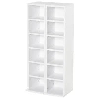 Set 2 Librerie Scaffale porta CD e DVD a 12 Ripiani Totali per 204 CD, in Legno, 21x22.5x88.5 cm, Bianco