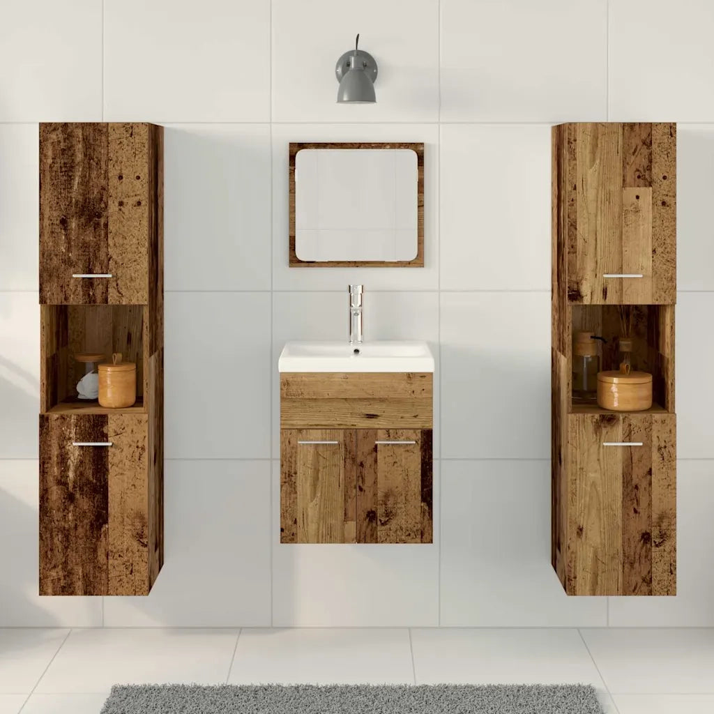 Set di mobili per il bagno con porta 4 pcs Legno vecchio 3332577
