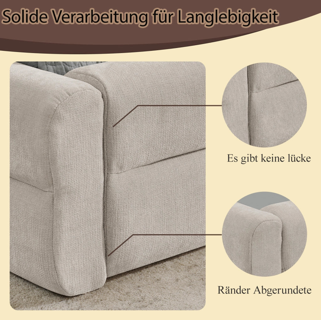 Letto singolo 90x200 cm imbottito in ciniglia beige
