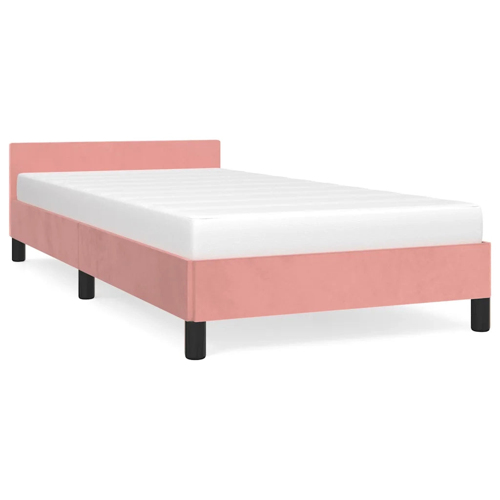 Giroletto con Testiera-Letto con Testiera senza Materasso Rosa 90x200 cm Velluto
