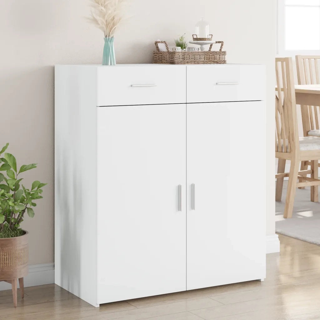 Credenza-Buffet-Armadio da cucina Bianca 80x42,5x93 cm in Legno Multistrato 701505
