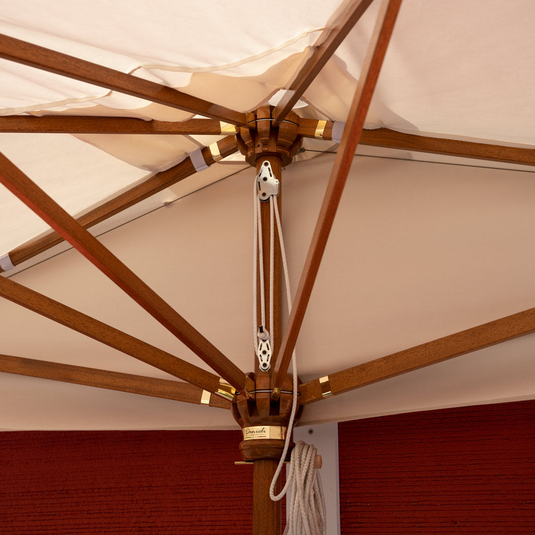 Mezzo Ombrellone da Giardino 2x3m Palo in Legno Ecrù