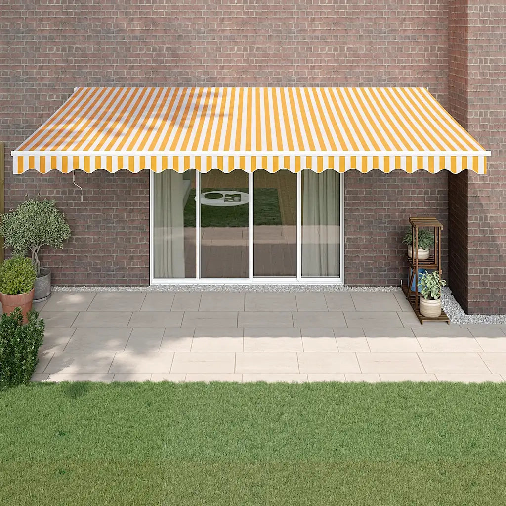 Tenda Sole Automatica Retrattile Gialla e Bianca 5x3 m 3154485