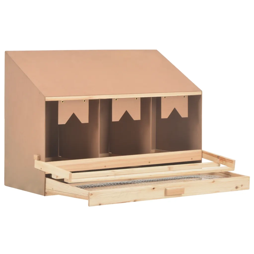 Casetta Cova per Galline 3 Scomparti 93x40x65 cm Legno di Pino 170655