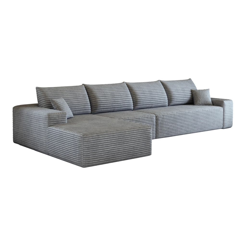 Divano modulare angolare 3 posti - con chaise longue e seduta profonda - in tessuto grigio