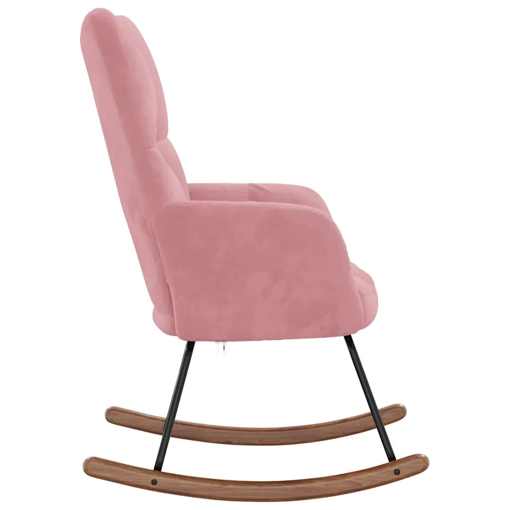 Sedia a Dondolo Rosa in Velluto 328143