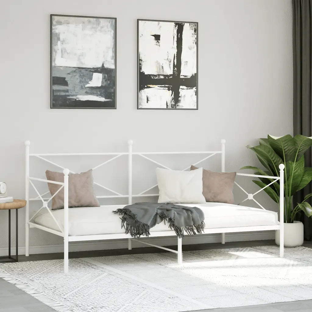 Letto singolo | Letto per adulti | Dormeuse senza Materasso Bianco 100x200 cm in Acciaio