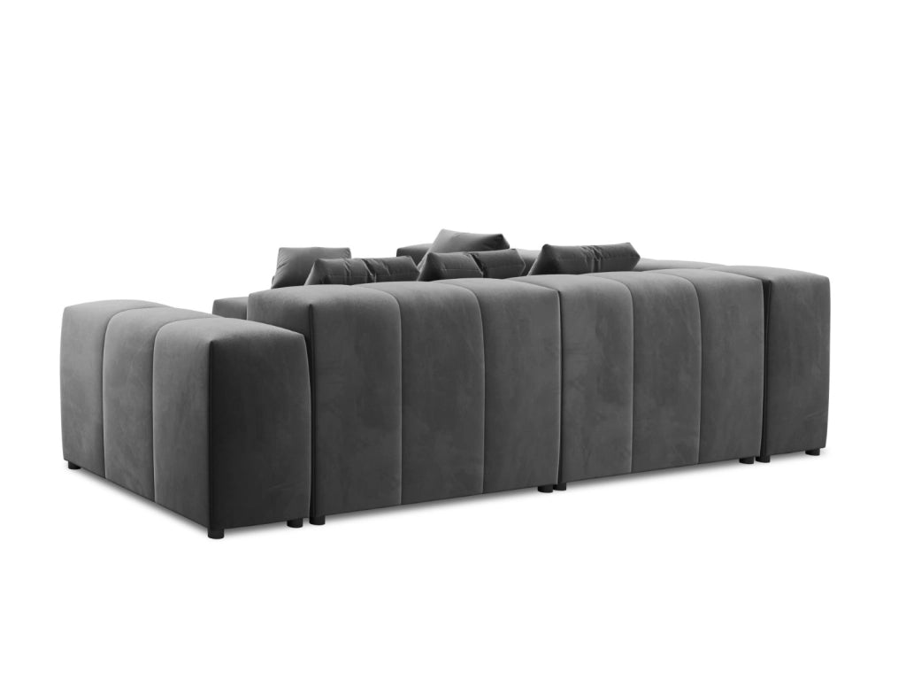 Cosmopolitan Design - Divano angolare modulare reversibile "Rome" 7 posti in velluto grigio 