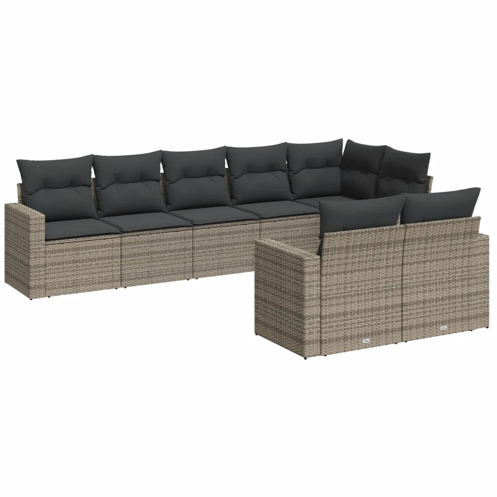 vidaXL Set Divano da Giardino 8 pz con Cuscini Grigio in Polyrattan