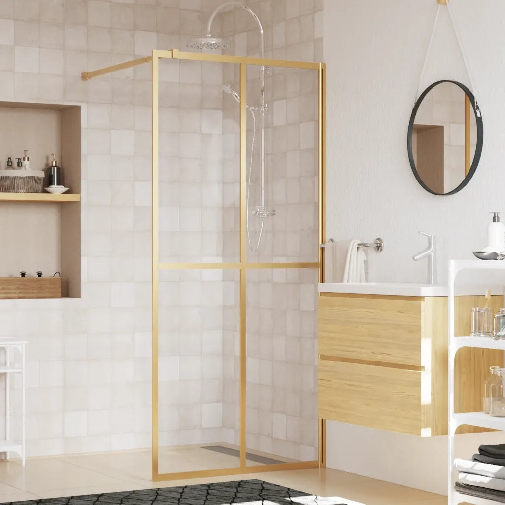 Parete per Doccia Walk-in Vetro Trasparente ESG 80x195 cm Oro CFW6779791