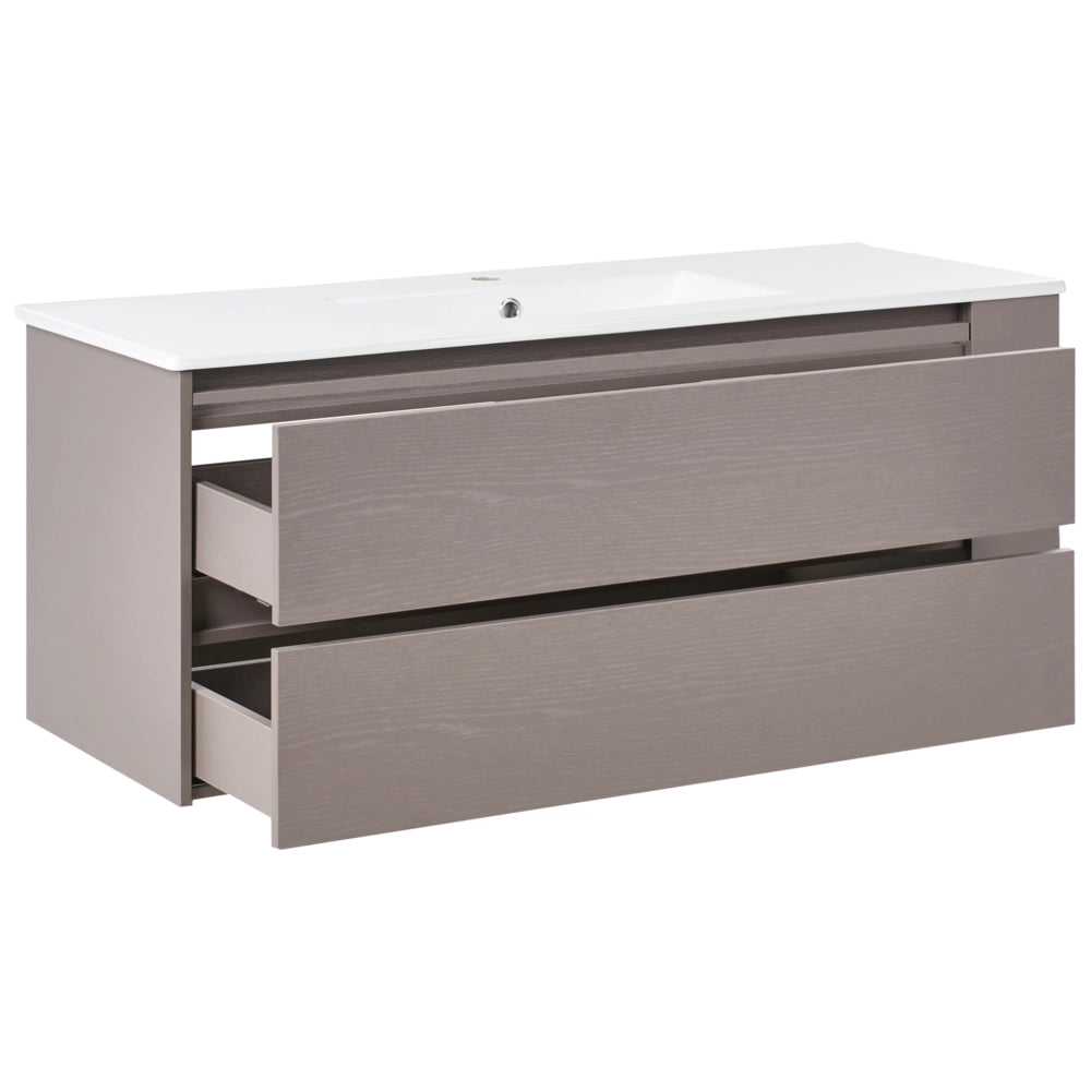 Mobile da bagno sospeso con lavabo in legno ingegnerizzato con contenitore 120 cm tortora design moderno