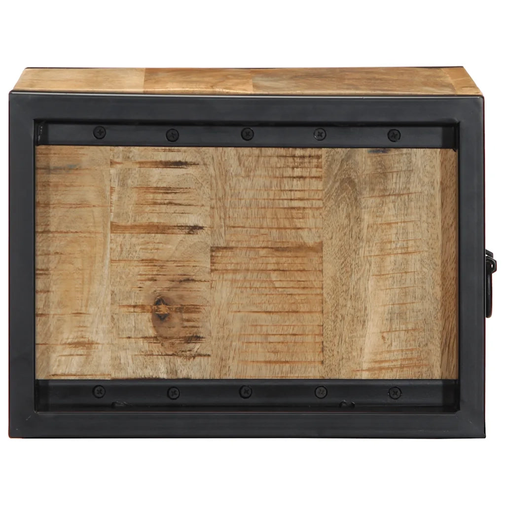Comodino-Tavolino da notte 40x35x25 cm in Legno Grezzo Massello di Mango