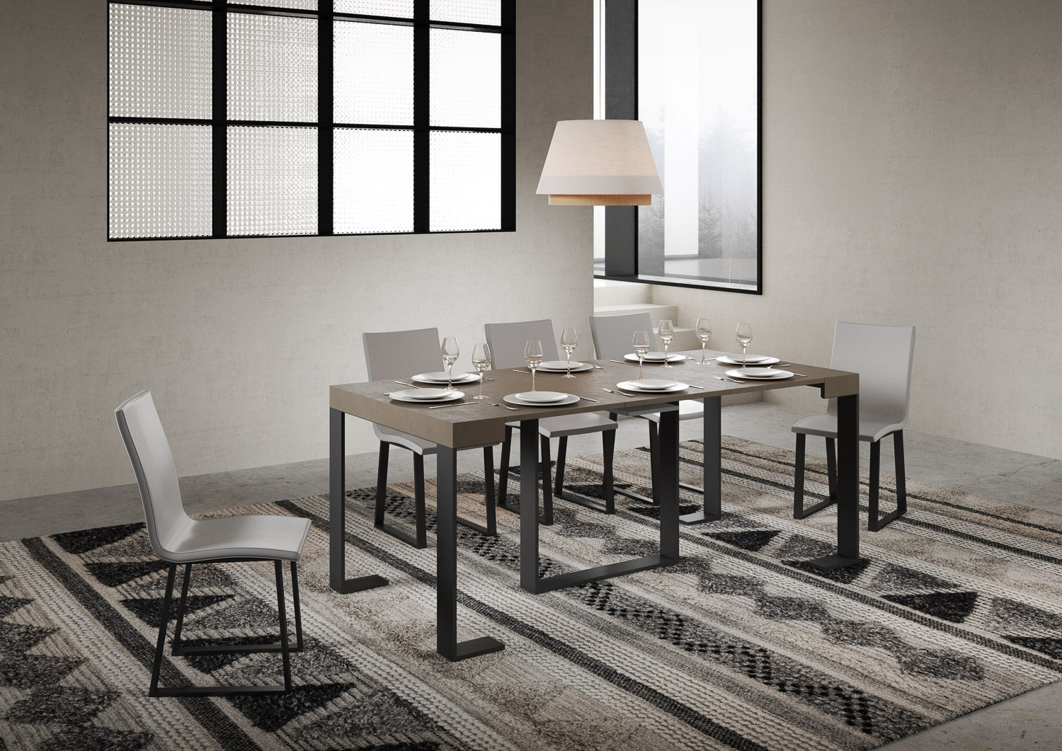 Consolle Allungabile 90-196x40x77 cm Futura Small Tortora Telaio Antracite