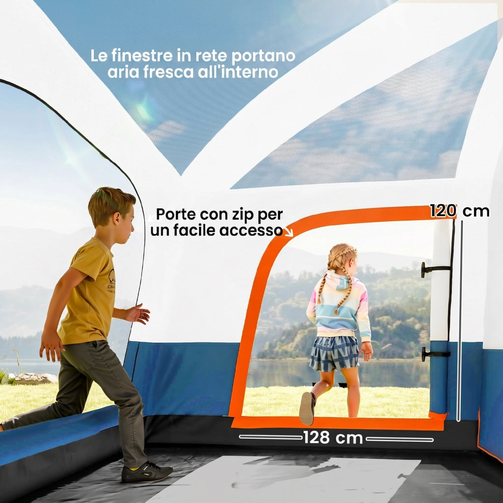 Tenda da Campeggio 4 Persone 2 Stanze con Veranda ¨C Minimal ¨C Blu