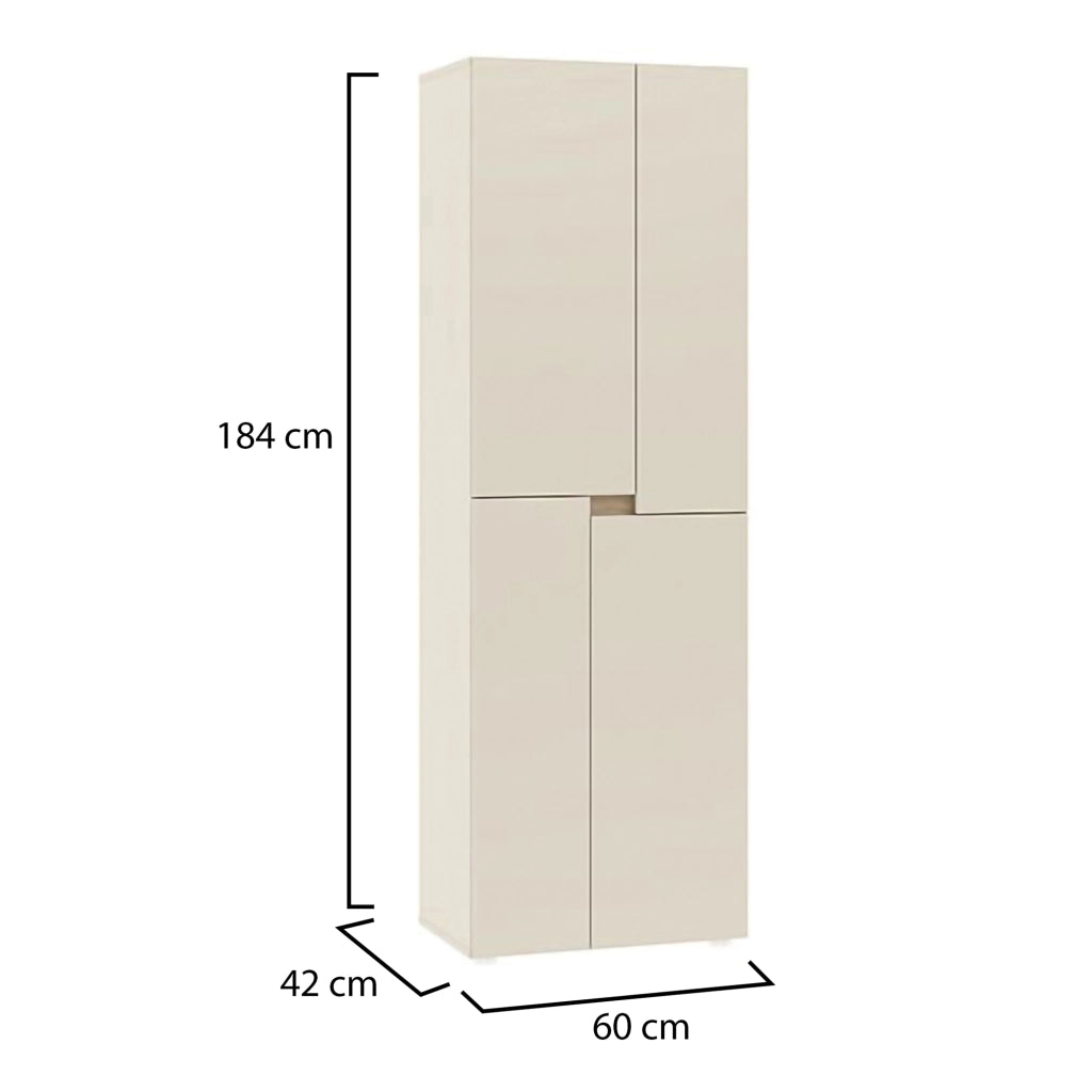 Armadio Camera da Letto Lidasime, Guardaroba Grande 5 Ripiani, 42x184h cm Beige