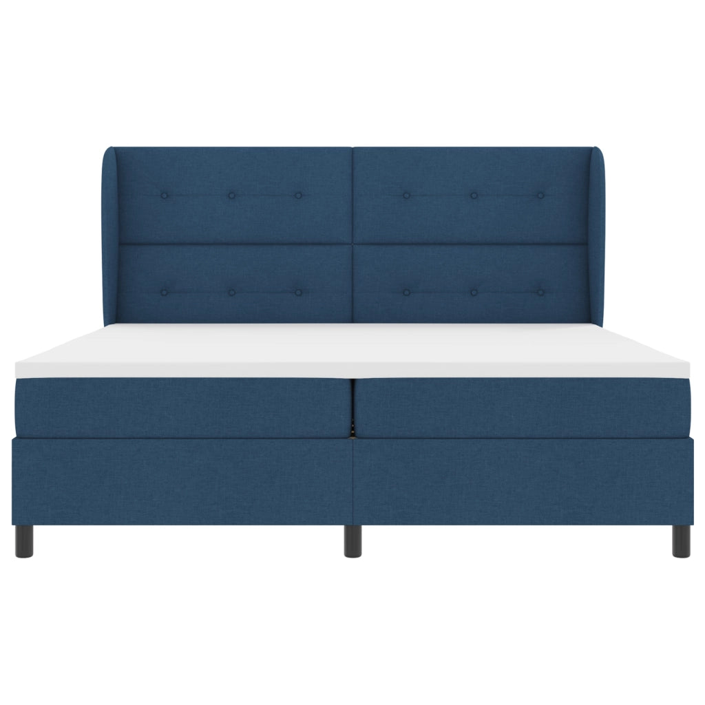 Letto Box Spring con Materasso, Blu, 200x200 cm, Tessuto