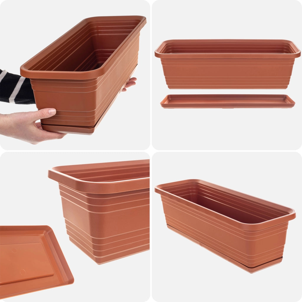 Vaso da fiori per balcone KADAX, 50 cm + sottovaso rosso mattone
