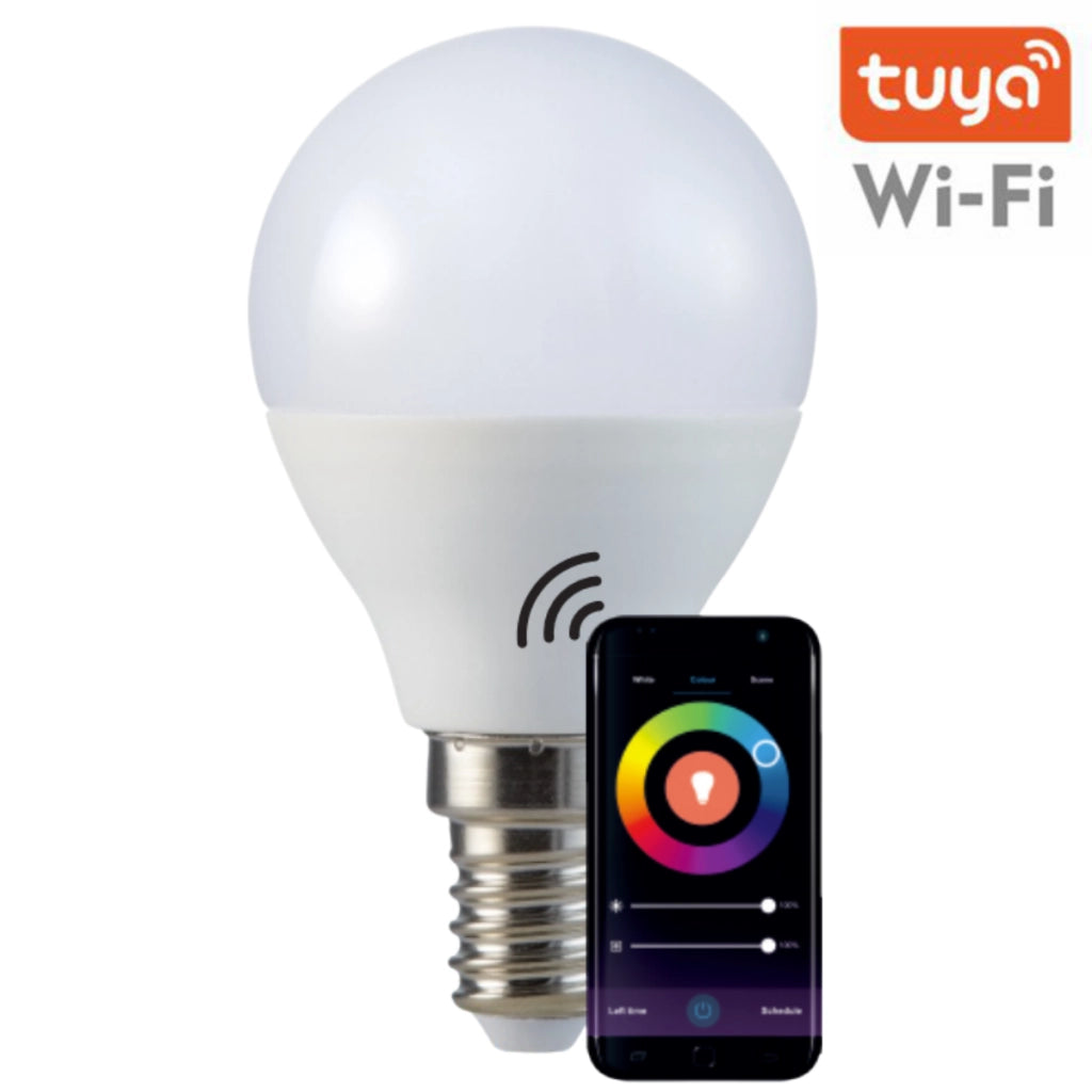 Lampadina LED WiFi Tuya E14 G45 5,5W RGB+CCT Polux