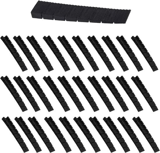 Set di supporti in plastica nera per mobili, 30 pezzi, con design antiscivolo, inclusi piastre di supporto.