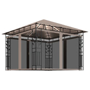 Gazebo | Pergolato con Zanzariera Luci LED 3x3x2,73 m Grigio Talpa