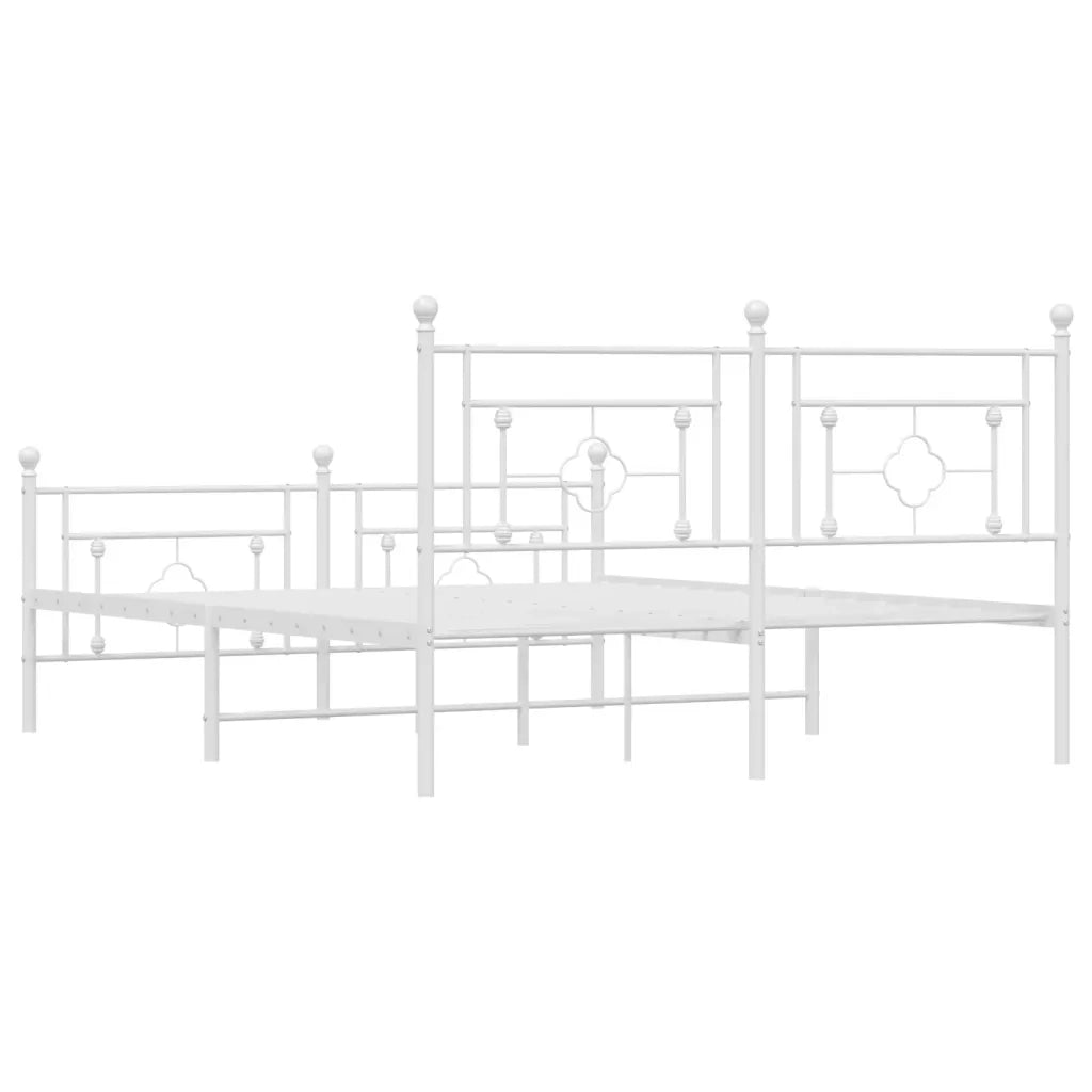 Giroletto con Testiera e Pediera Metallo Bianco 160x200 cm