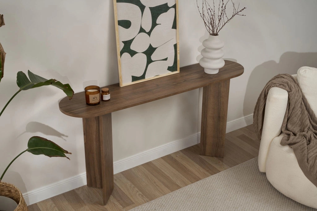 Cercino, Consolle un Ripiano, 150x35x75h cm Marrone Noce