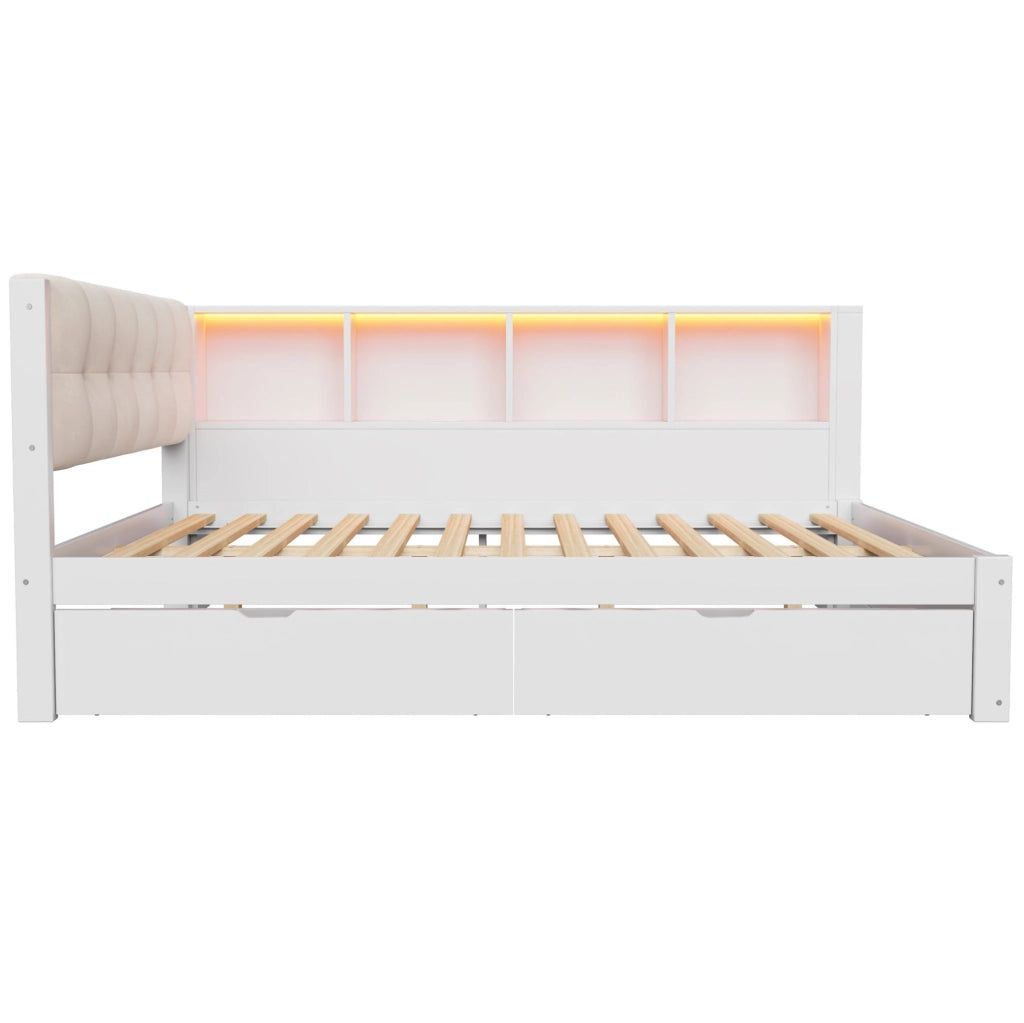 Letto daybed 140x200 cm in legno di pino e MDF bianco con cassetti; mensola e USB